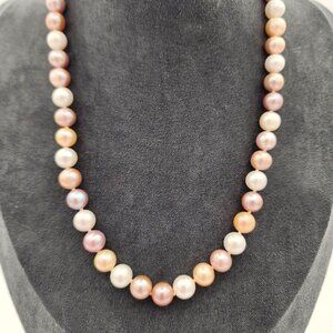 Beautiful Cultured Pearl Necklace With Heavy Sterling Silver Clasp Heirloom Gift